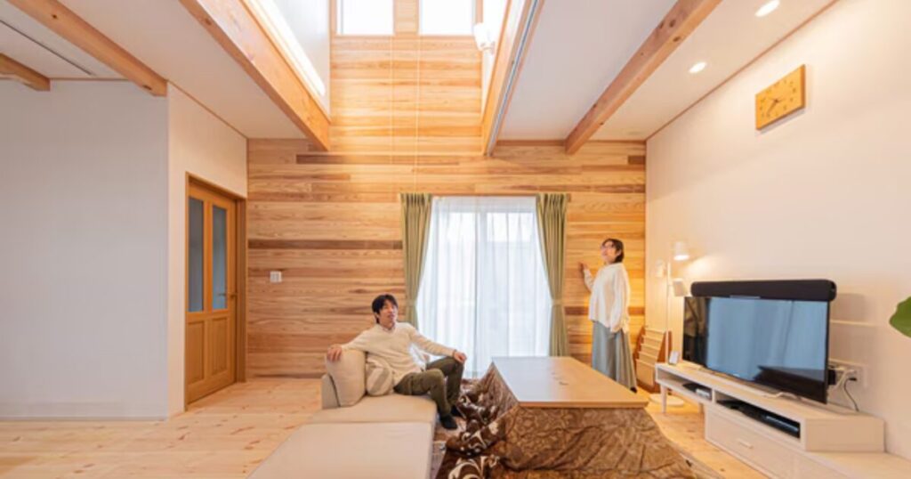 社長の提案で生まれた木のアクセント壁